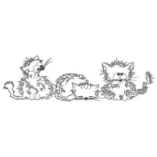 Stickdatei drei Katzen Cartoon