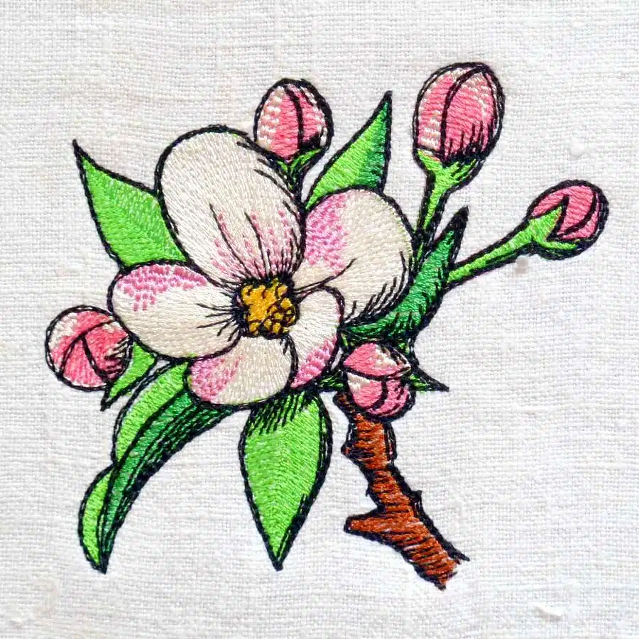 Stickdatei Apfelbluete klein