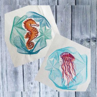 Meeresbewohner Stickdatei Ergänzungs-Set 10 x 10 cm