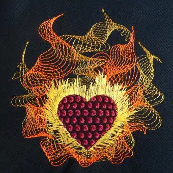 Herz in Flammen Stickdatei 10 x 10 cm