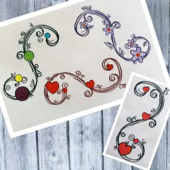 Kritzel-Ranken Set Stickdatei 10x10