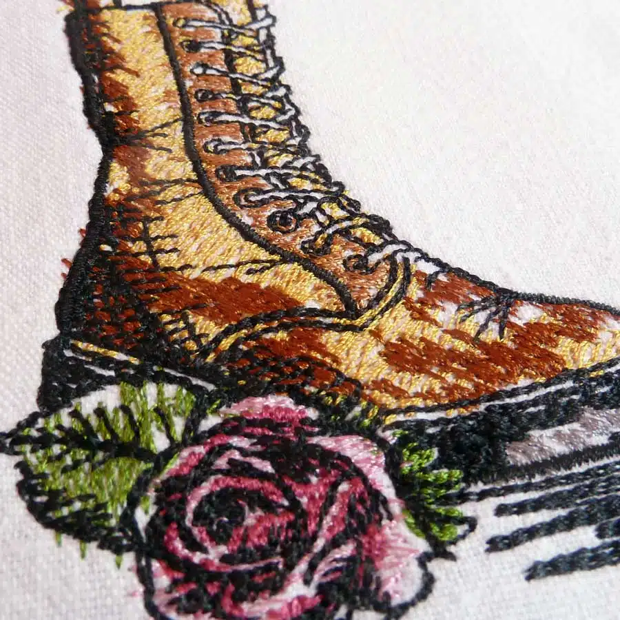 Stickdatei Rosenstiefel 10x10 detail2