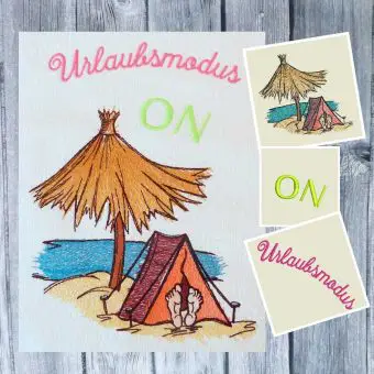 Urlaubsmodus ON Stickdatei Set 10x10