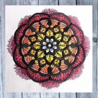 Batik Mandala Stickdatei 13 x 13 cm