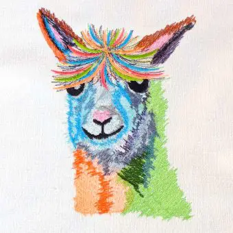 Hippie Lama Stickdatei 13 x 18 cm