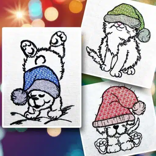 Stickdatei Winter Mützen Tiere Set