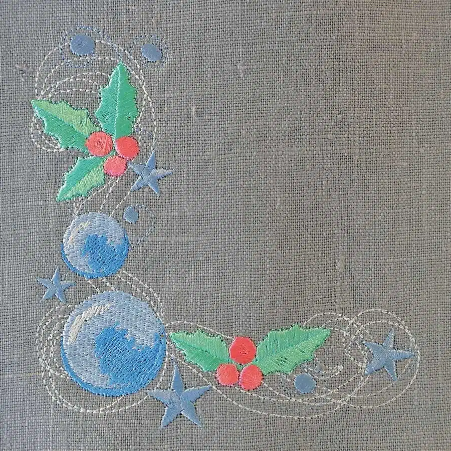 Stickdatei Weihnachtsecke Kugeln 13x18