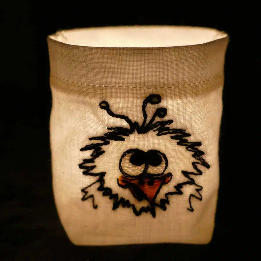 Stickdatei ITH Lichtbeutel Kritzelvogel