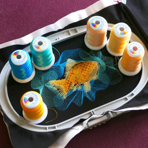 Stickdatei Goldfisch Spiralstich mit Garn