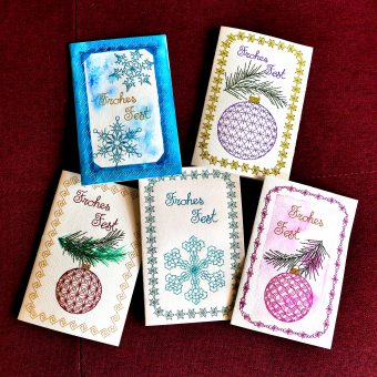 Weihnachtliche Grußkarten - ITH Klappkarten - 13 Stickdateien