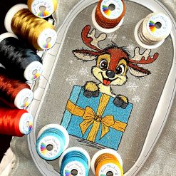 5782 Elfenkritzeleien Elch mit Geschenk Garn